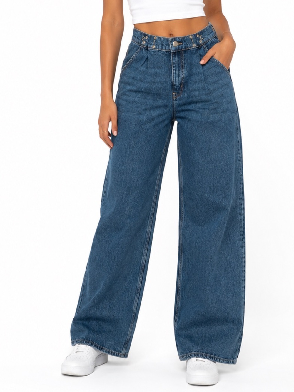 Pull&Bear Classic Blue Denim Wide Leg Jeans Sz 6